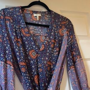 Joie blouse XS 100 %silk boho chic 3/4 sleeve BOHO CHIC